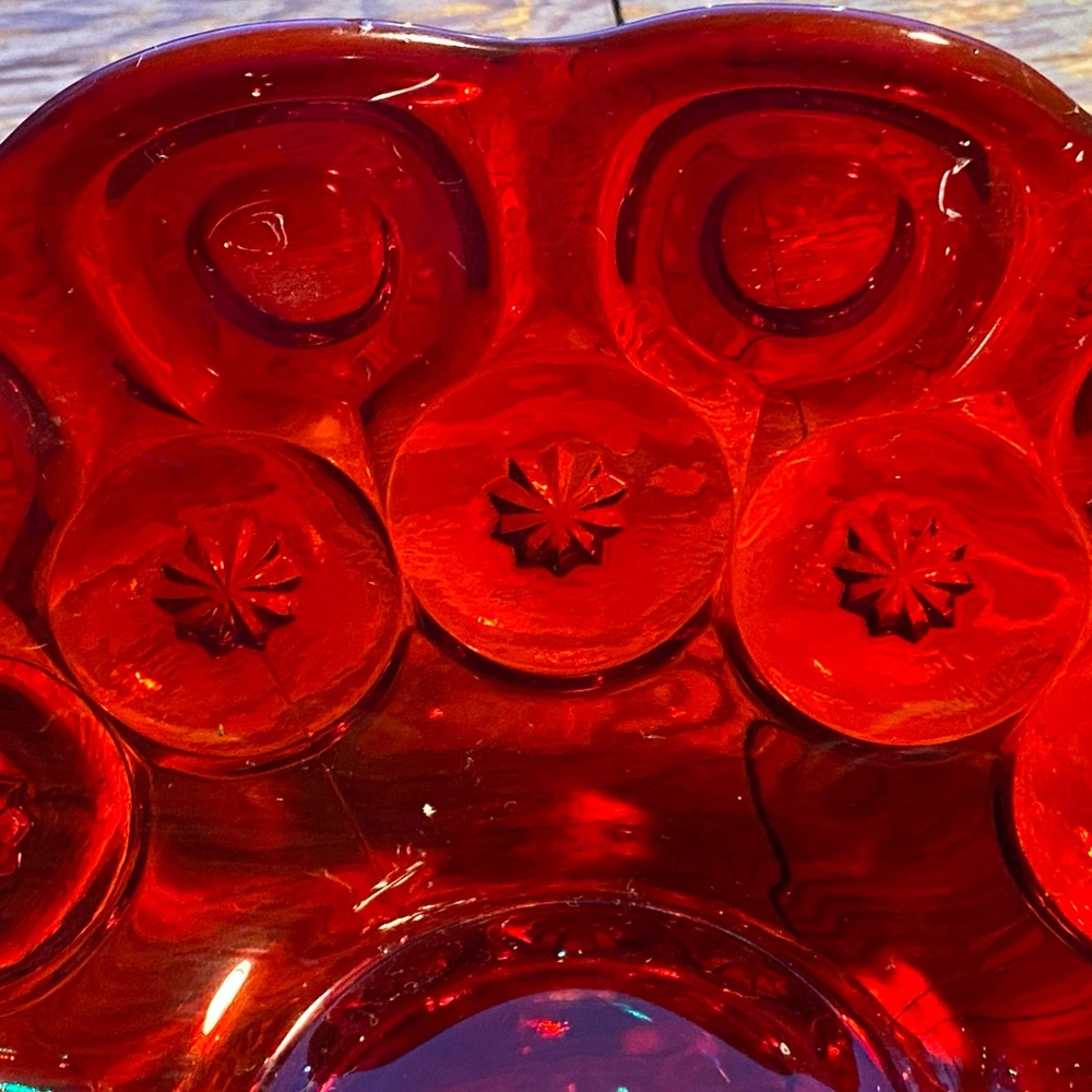 Vintage L.E. Smith “Moon and Stars” Amberina banana boat bowl - Picture 10 of 14